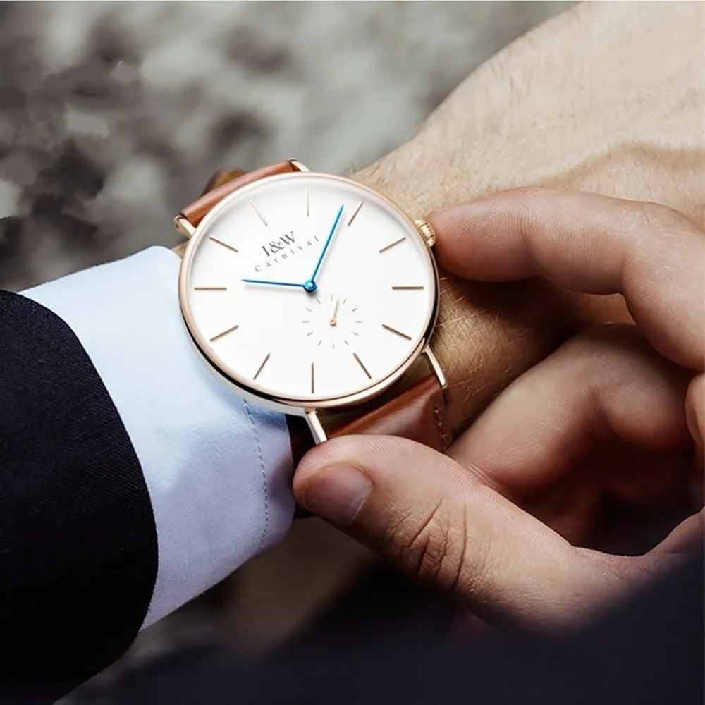 Leather Strap Quartz Watch Men Fashion Waterproof Business Watch MASTOP Mens quell Ultra-Thin Dial Watches Luxury 