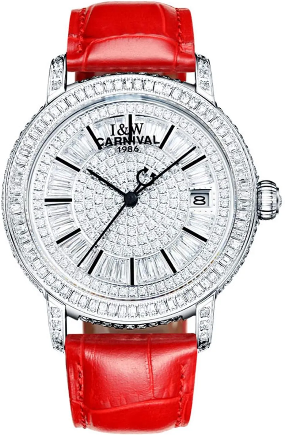 Leather Strap Swiss Watches Women's Diamond Watch Automatic Mechanical pupil Swarovski Crystal Genuine 