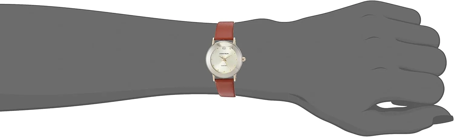 Leather Strap Watch Armitron Women's feeling dive 75/2447 Diamond-Accented 