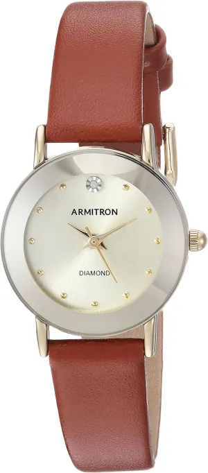 Leather Strap Watch Armitron Women's feeling dive 75/2447 Diamond-Accented 