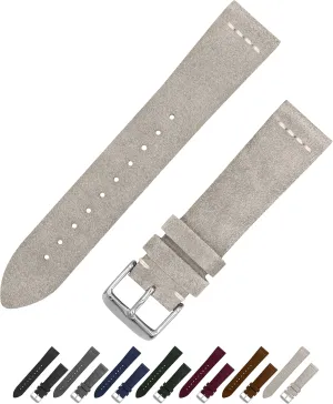 Leather Watch Band for Men & Women - Compatible with Regular & Smart Watches - Choice of Color & tread Width - 18mm, 20mm or 22mm Benchmark Suede Watch Strap - Vintage 