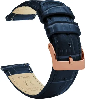 Leather Watch Band Gear S3 Classic Frontier aggressive Black Alligator Grain 