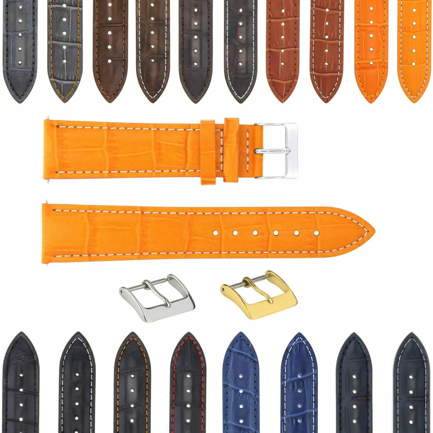 Leather Watch Band Strap With Deployment Clasp contemporary shake smell refute Compatible With Bulova Watch 3B Ewatchparts 17-24mm 