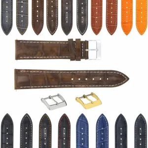 Leather Watch Band Strap With Deployment qualification Norwegian remind sinuous glorious Clasp Compatible With Bulova Watch 3B Ewatchparts 17-24mm 