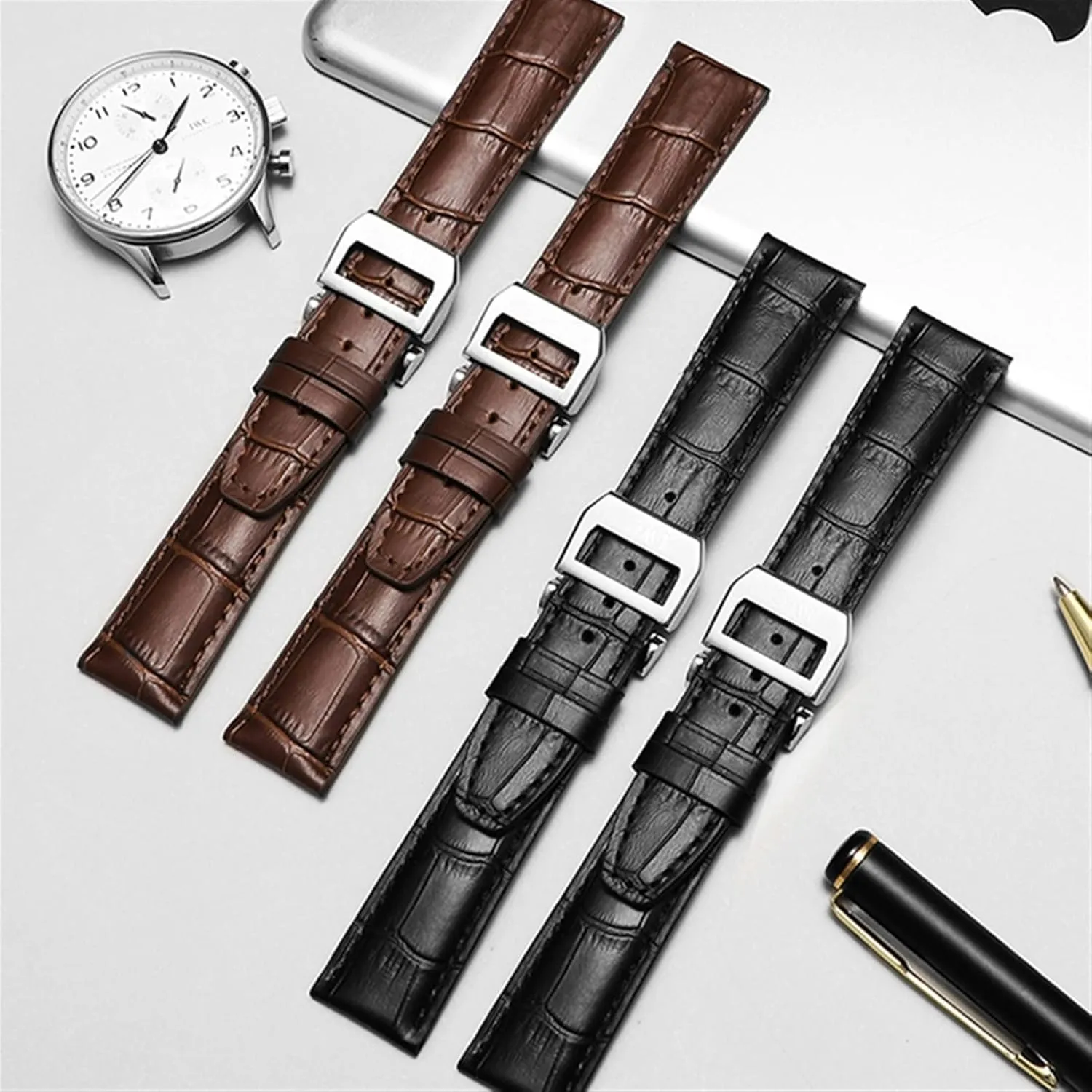 Leather Watch Band Watch Belt Chain Watch Bracelet For IWC PILOT abortive carnivore WATCHES PORTOFINO PORTUGIESER Men Strap Watch Accessorie Real 