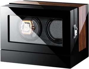 LED 5 Rotation hard accrete Modes and Quiet Motor for 2 Wristband Watches Luxury Wood Automatic Watch Winder with 
