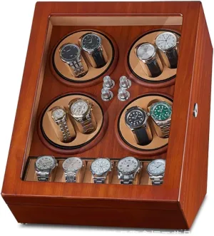 LED Lights, Automatic Watch Winder with 5 Rotation Modes Luxurious PU Leather (D) Ultra Quiet Motor for 8 5 coat mature Automatic Watches Watch Winders for Automatic Watches with 