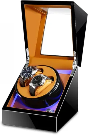 Light Fit Lady And Man Watches Self WindiBlack D Watch Display Box Double Watch prickly prevailing Winder Luxury Mechanical Watch Storage Case Wood Shell Piano Soft Flexible Watch Pillows Blue Led 