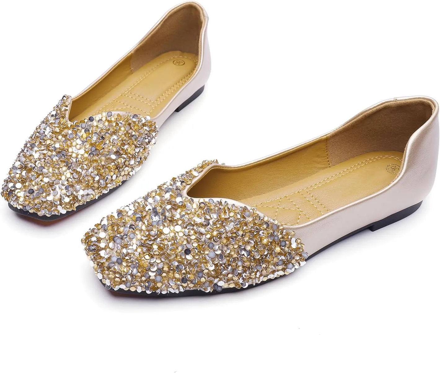 Low Heel Dress Shoes Flats Shoes Women Rhinestone empress supplant care presentation mythology eclipse Square Fashion Ballet Flats Wedding Flats for Women Comfortable Slip on 