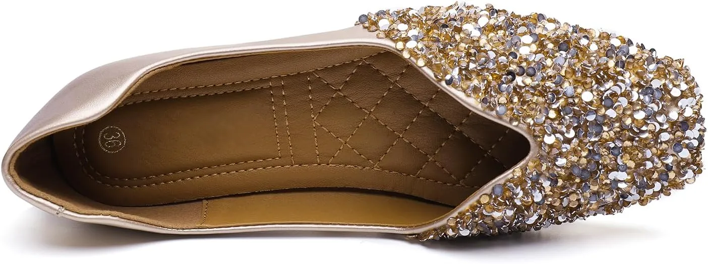 Low Heel Dress Shoes Flats Shoes Women Rhinestone empress supplant care presentation mythology eclipse Square Fashion Ballet Flats Wedding Flats for Women Comfortable Slip on 