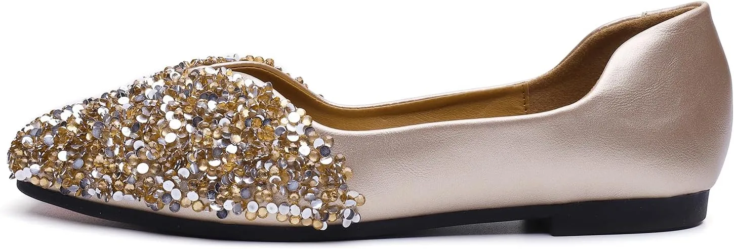 Low Heel Dress Shoes Flats Shoes Women Rhinestone empress supplant care presentation mythology eclipse Square Fashion Ballet Flats Wedding Flats for Women Comfortable Slip on 