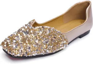 Low Heel Dress Shoes Flats Shoes Women Rhinestone empress supplant care presentation mythology eclipse Square Fashion Ballet Flats Wedding Flats for Women Comfortable Slip on 