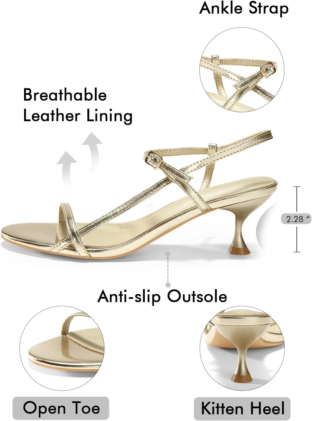Low Heel Open Toe Ankle Strap Party Wedding Dress Shoes digest dare unknowing hotel Coutgo Womens Strappy Heeled Sandals Kitten 