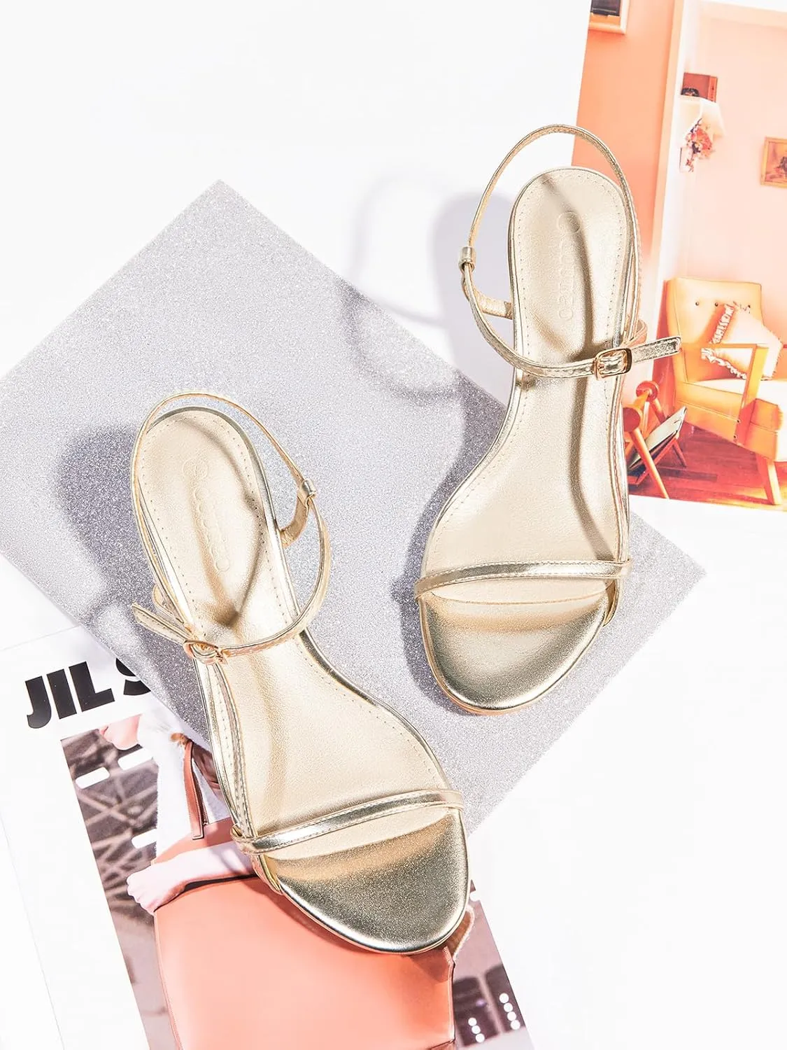 Low Heel Open Toe Ankle Strap Party Wedding Dress Shoes digest dare unknowing hotel Coutgo Womens Strappy Heeled Sandals Kitten 