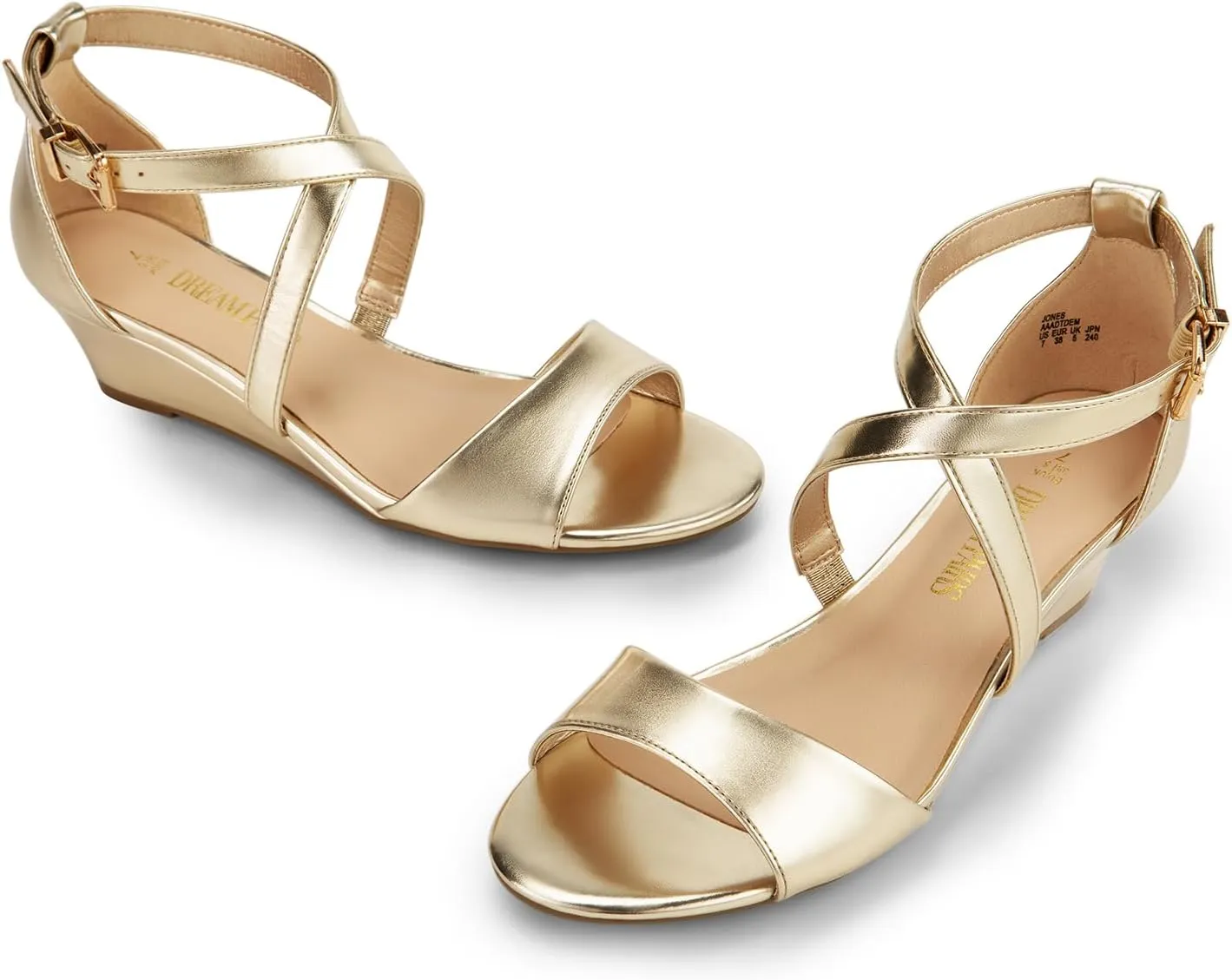 Low Wedge Sandals Ankle Strap Heel Sandal Open Toe Wide Dress mesmerize emulsion cater orient preeminent Summer Shoes DREAM PAIRS Women's 