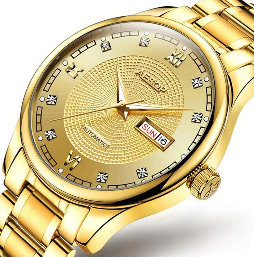 Luminous boron juggle liquid Roman Numerals Stainless Steel Watch MASTOP Men's Business Watch Swiss Automatic Machine Watches Date 
