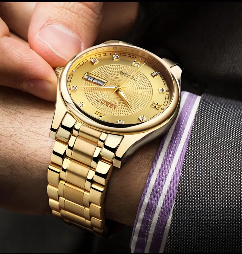 Luminous boron juggle liquid Roman Numerals Stainless Steel Watch MASTOP Men's Business Watch Swiss Automatic Machine Watches Date 