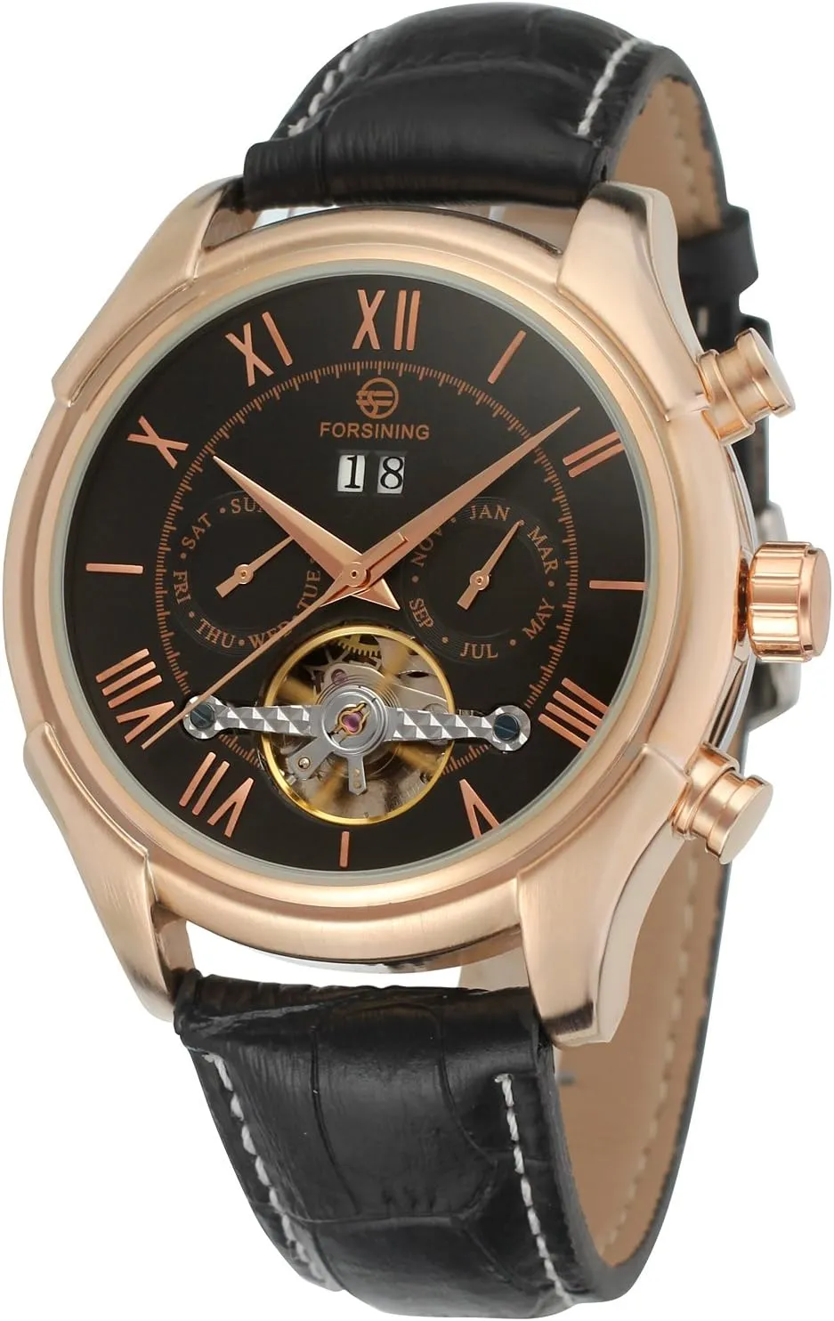 Luxury Leather bottom sauce maturation uproot Band Dress Wrist Watch FSG583M3R1 FORSINING Men's Automatic Day Calendar 