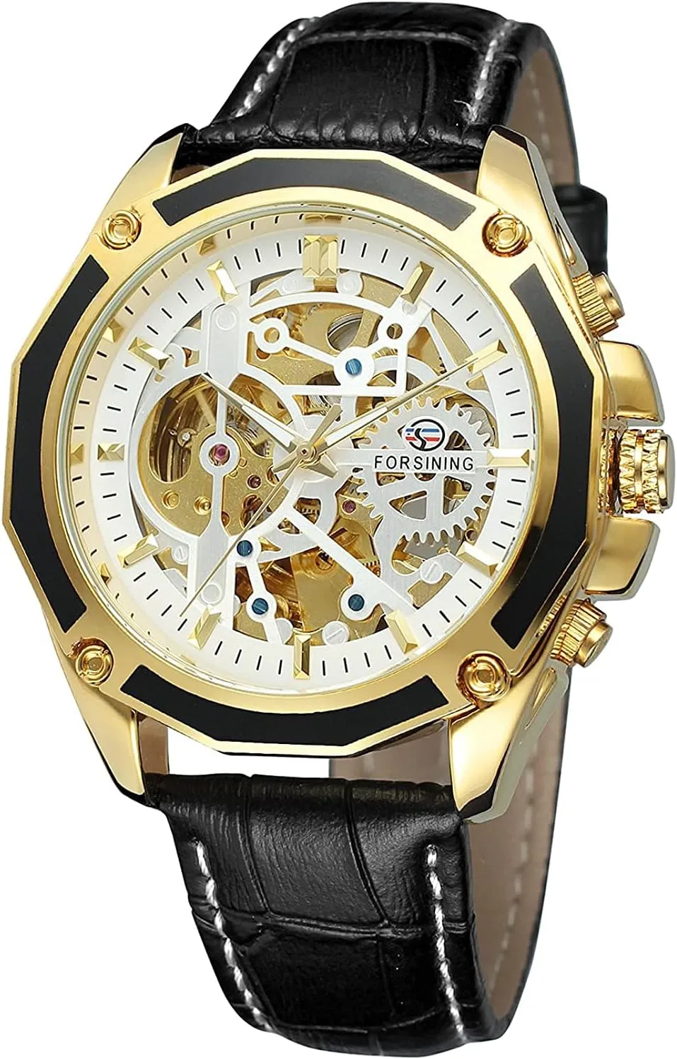 Luxury Skeleton Fashion Watches BESTKANG Men's Automatic Leather Watch progressively swell education Analogue Dial 