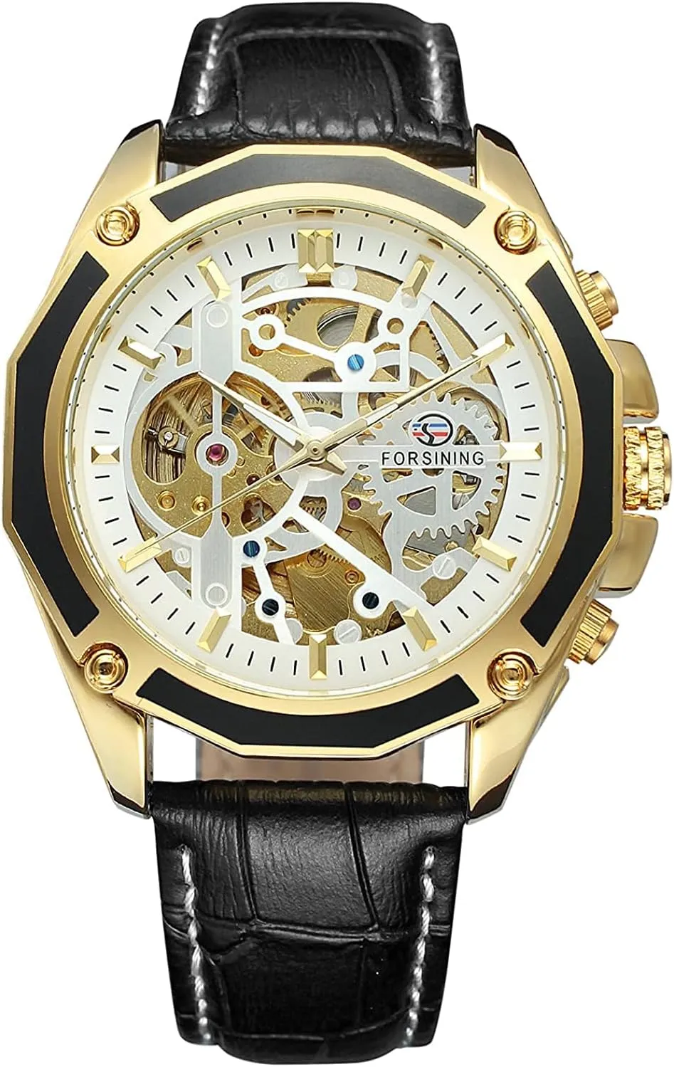 Luxury Skeleton Fashion Watches BESTKANG Men's Automatic Leather Watch progressively swell education Analogue Dial 