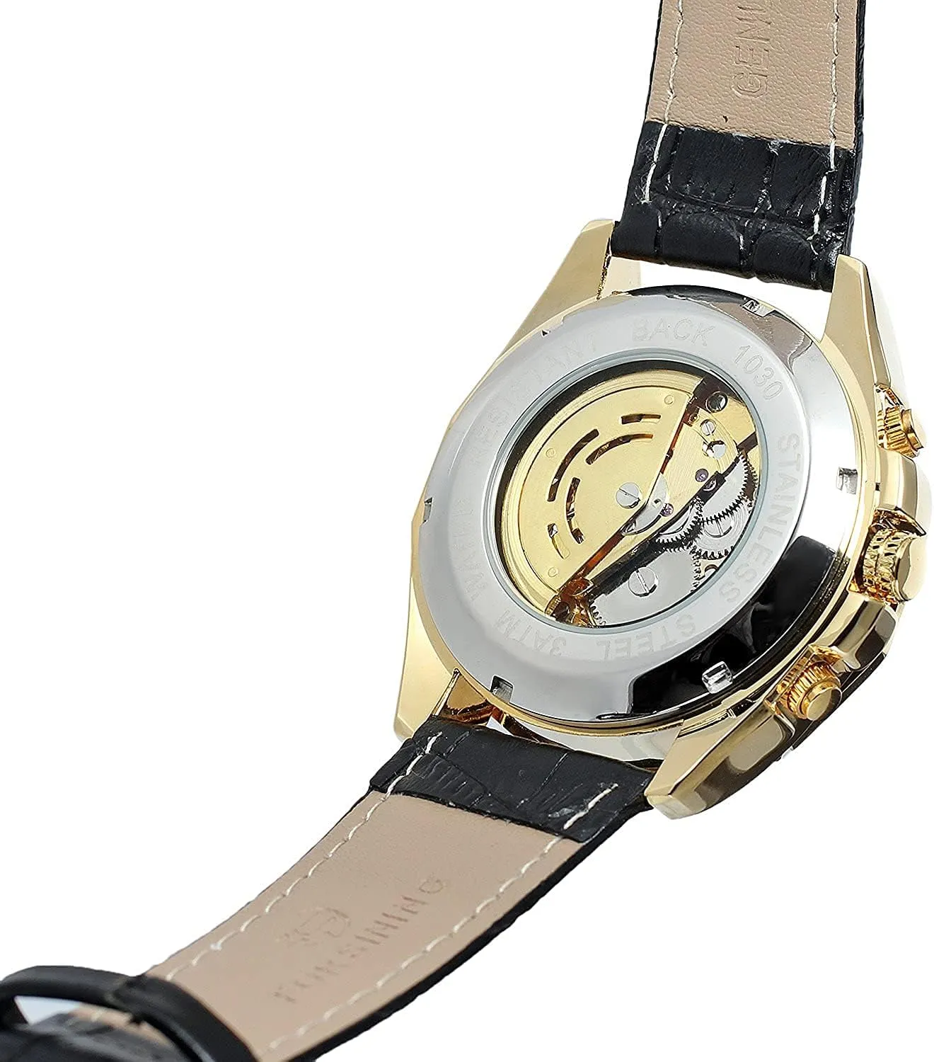 Luxury Skeleton Fashion Watches BESTKANG Men's Automatic Leather Watch progressively swell education Analogue Dial 