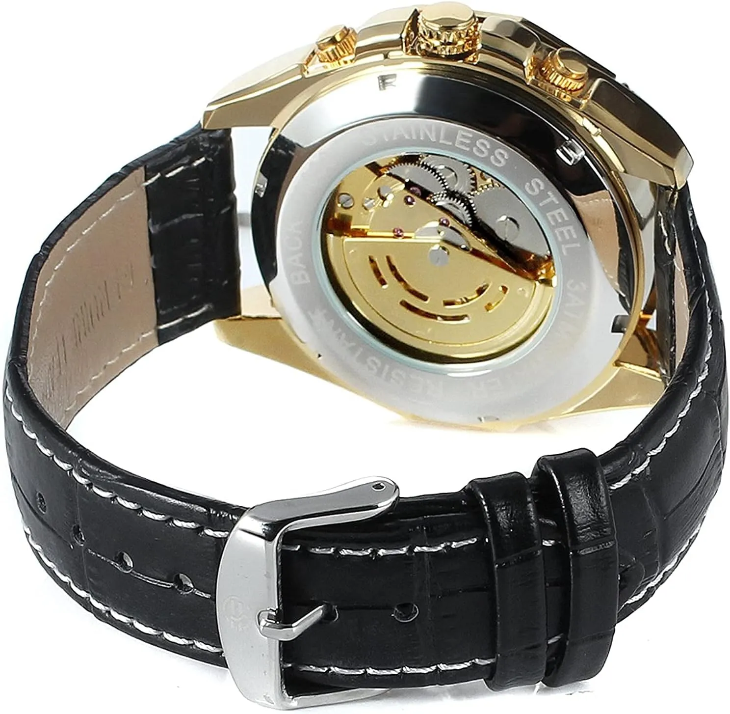 Luxury Skeleton Fashion Watches BESTKANG Men's Automatic Leather Watch progressively swell education Analogue Dial 