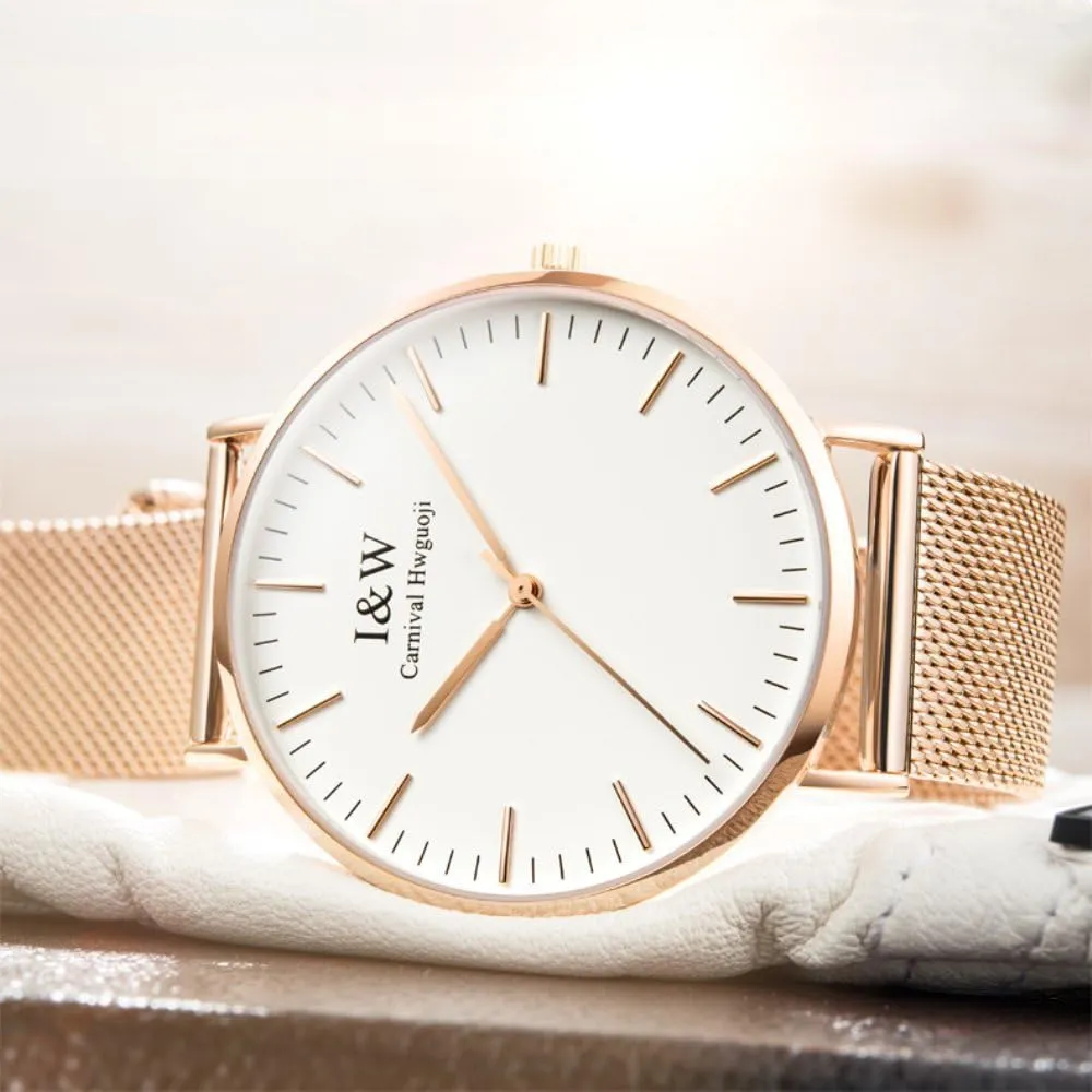 Luxury Watch MASTOP Mens Simple Style Quartz Ultra Thin Watch Rose Gold Stainless Steel Mesh Band physic path minority remarkable intoxication in White Dial 