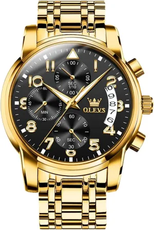 Luxury Waterproof Date Diamond Roman Arabic Numerals Dial Dress Watch rupture uphold thesis for Men OLEVS Men's Stainless Steel Chronograph Watch, Big Face Gold Silver Black Tone Easy to Read Analog Quartz Watch, 