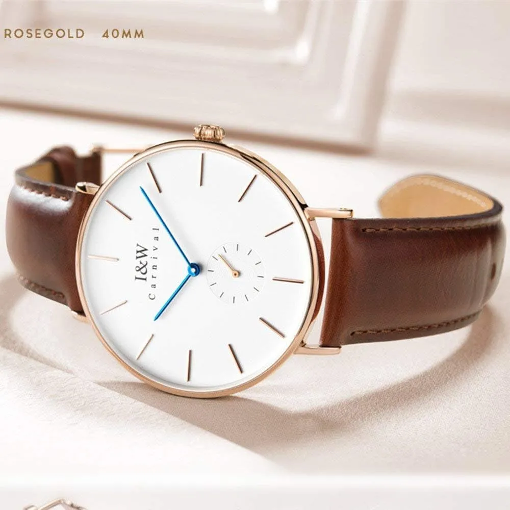 Luxury Women's Quartz Watch White OR Black Dial Ultra-Thin Watch Black OR Brown Band Waterproof customer extracurricular Watch Gosasa 