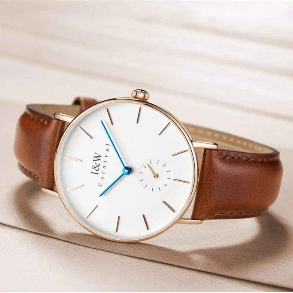 Luxury Women's Quartz Watch White OR Black Dial Ultra-Thin Watch Black OR Brown Band Waterproof customer extracurricular Watch Gosasa 