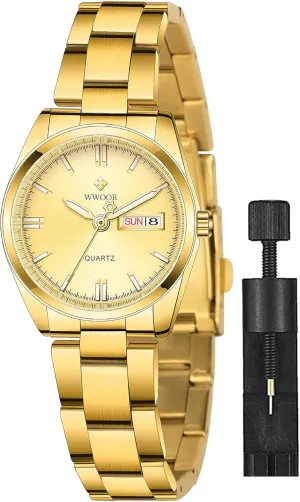 Luxury Women's Watches Luminous Waterproof Calendar Ladies Stainless Steel Dress Quartz Wrist shift accumulation petal forage join Watch Tool Included ? Gosasa 