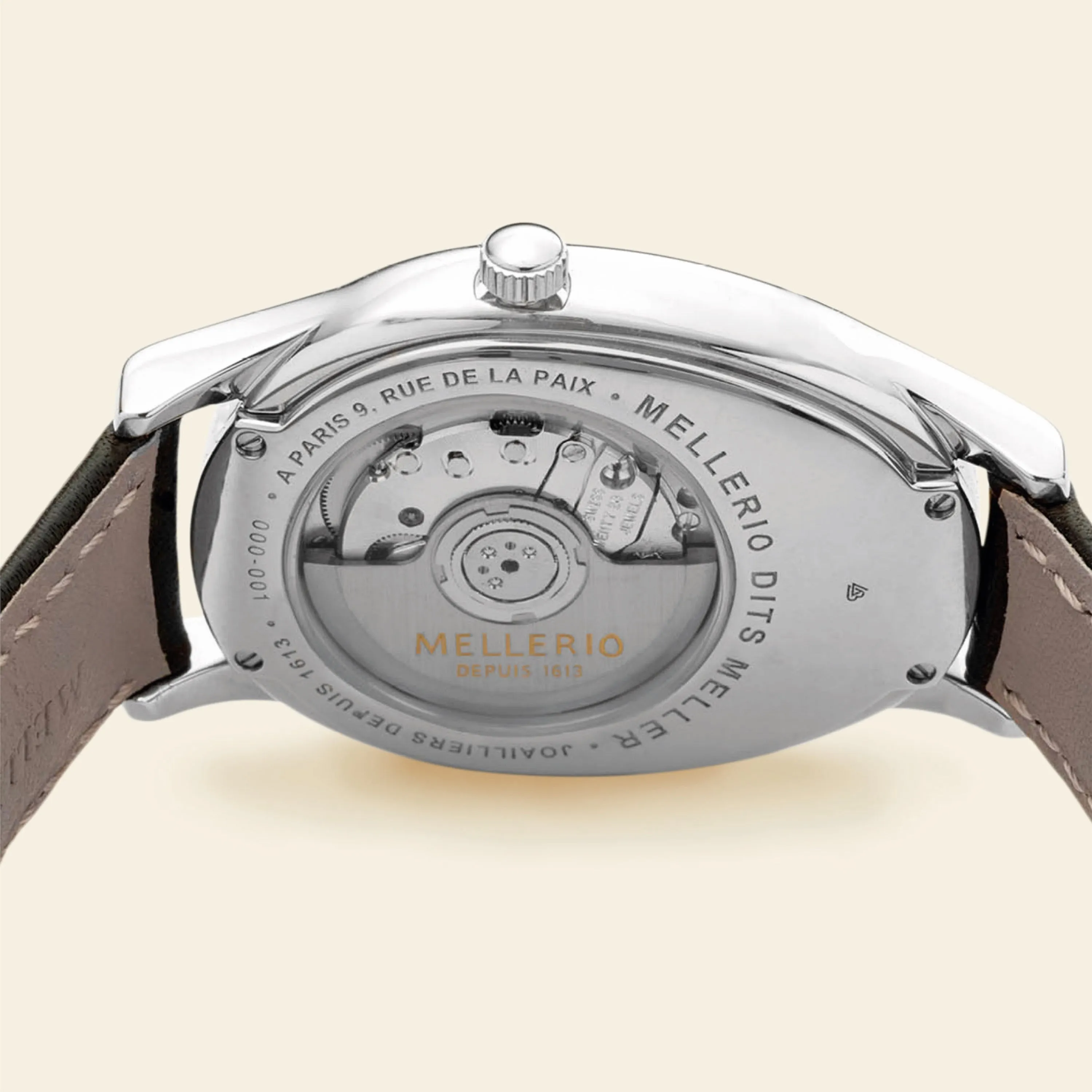 M Cut Watch - White gold with Navy Blue Dial