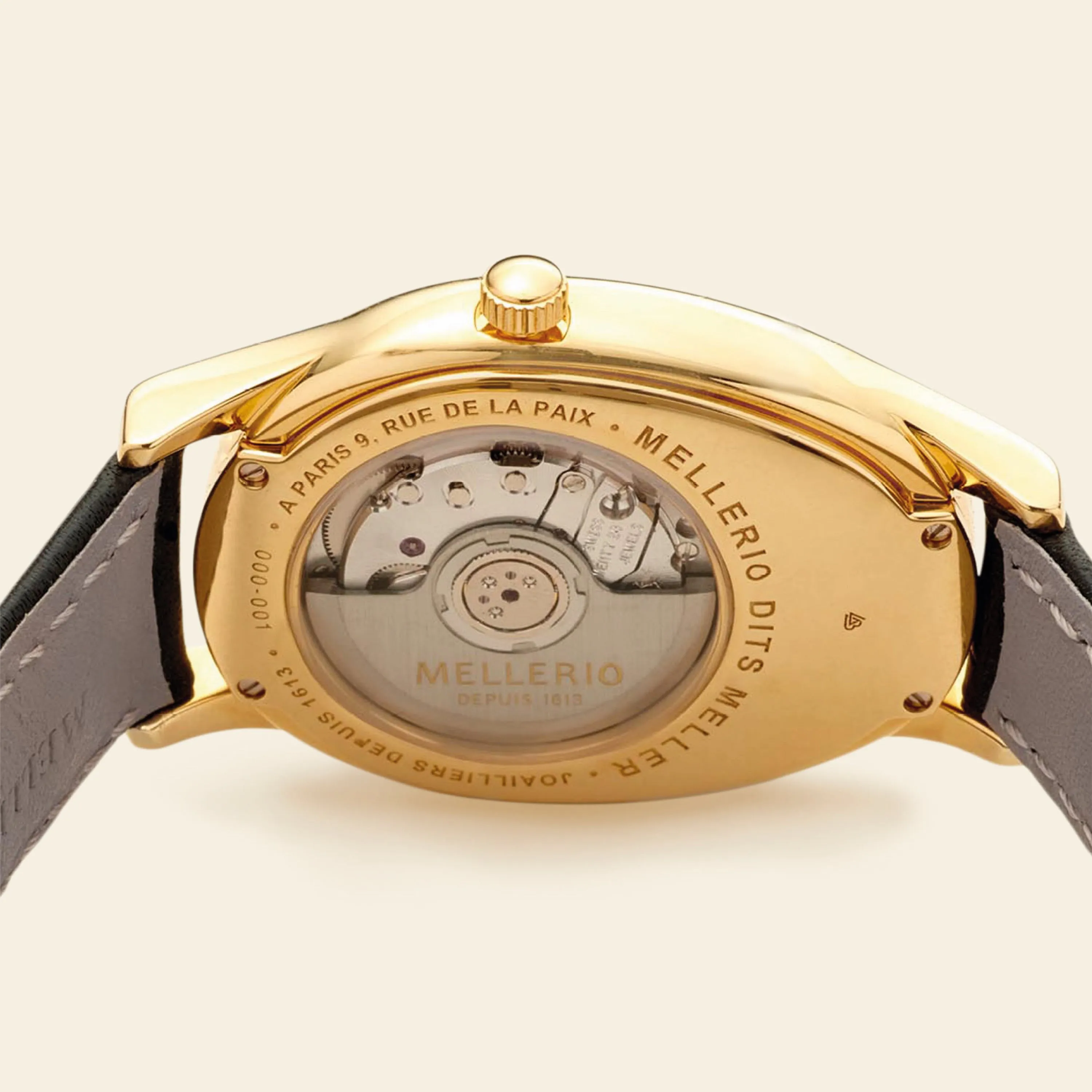 M Cut Watch - Yellow gold with Navy Blue Dial