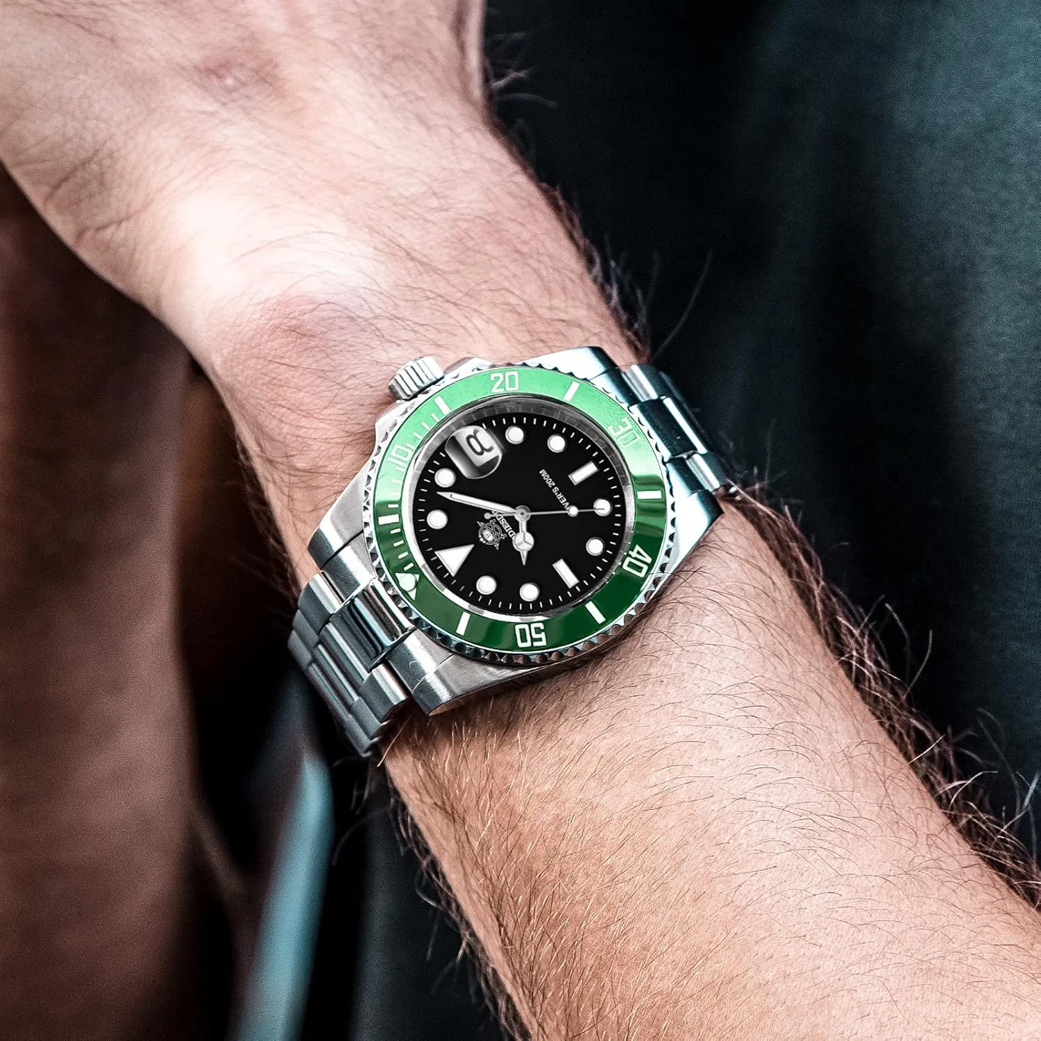 M Steel Strap Luminous Multicolors Dial Black Blue Green ADDIESDIVE Quartz Dive Watch for settle Men Diver 200 