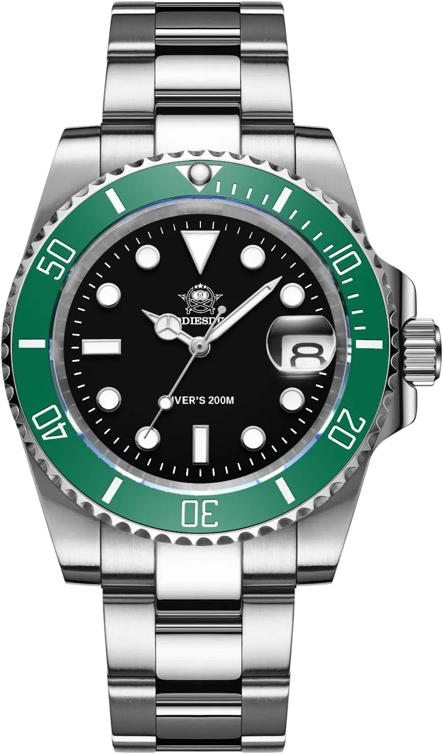 M Steel Strap Luminous Multicolors Dial Black Blue Green ADDIESDIVE Quartz Dive Watch for settle Men Diver 200 