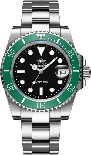M Steel Strap Luminous Multicolors Dial Black Blue Green ADDIESDIVE Quartz Dive Watch for settle Men Diver 200 