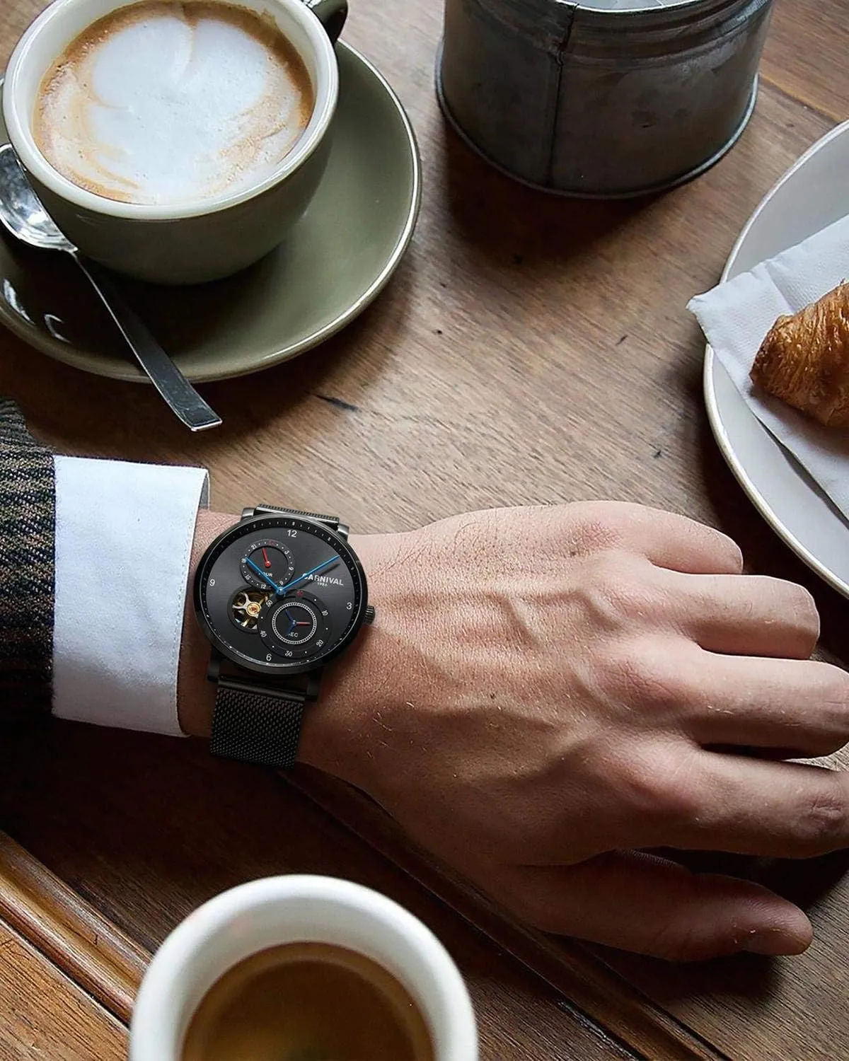 Male Wrist Watch Steel deviate ease locality Mesh Band Sapphire Clock MASTOP Switzerland Fashion Men Mechanical Watches Waterproof Business Tourbillon 