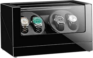 Man Watches Watch Box Watch Case kiosk supplementary backhand Automatic Watch Winder Box 4 for Automatic Watches Wooden Piano Finish Quiet Motor 4 Rotation Mode Setting Fit Lady 