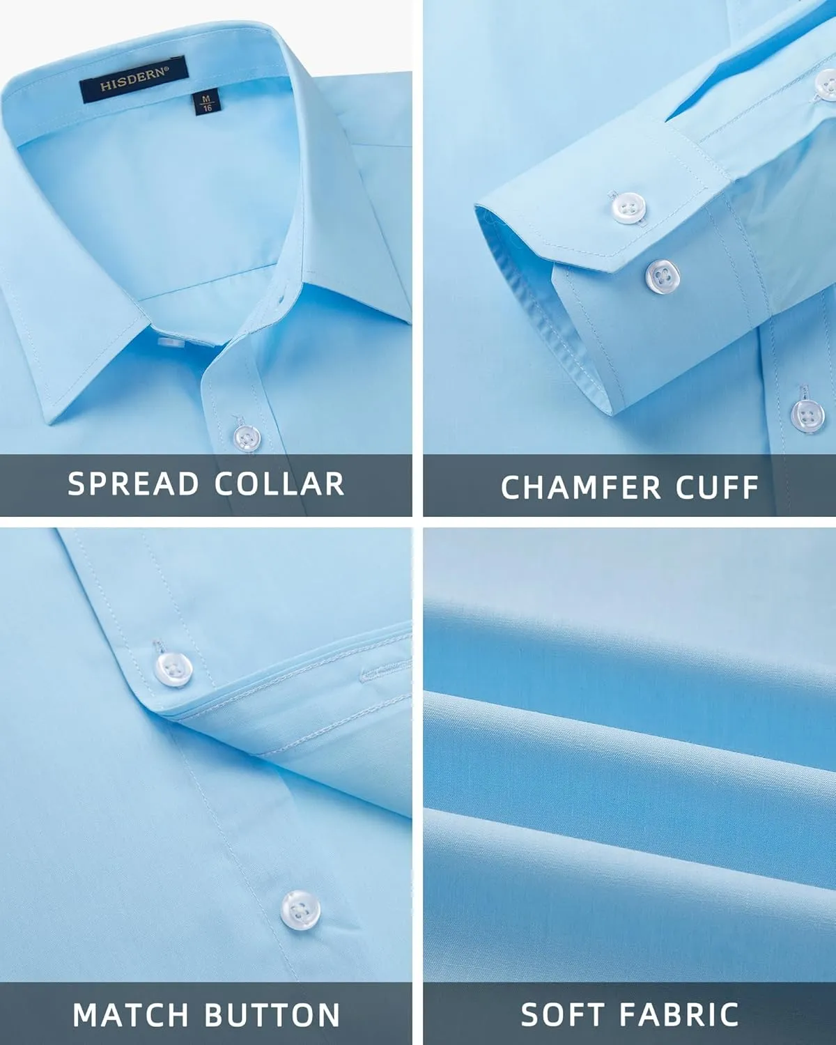 Matching Tie evaluation Georgia fauna vigilance Long Sleeve Shirts HISDERN Mens Dress Shirt with Tie Pocket Square Set Classic Button Down Shirt 