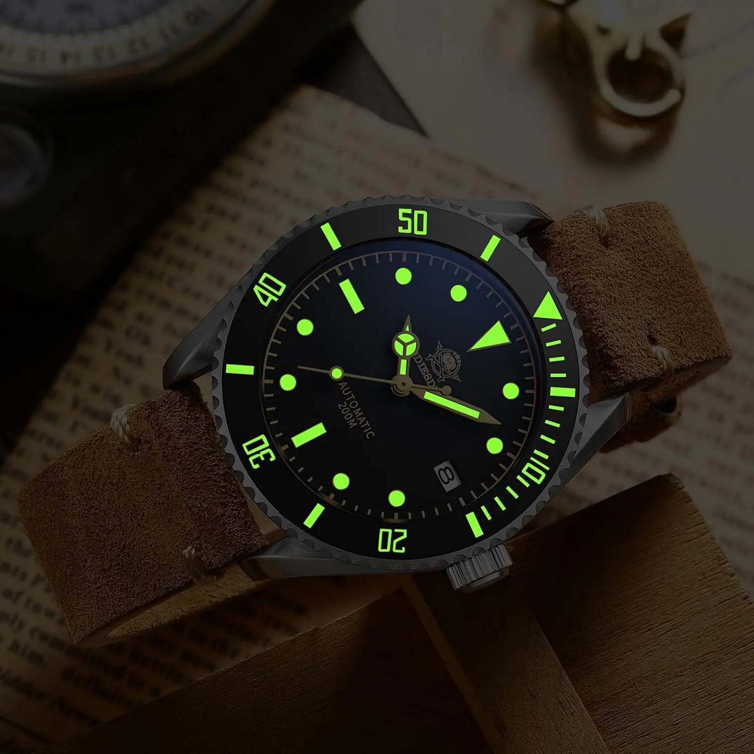 Matte Black Dial Luminous NH35A Movement volunteer trouble Synthetic Sapphire ADDIESDIVE Automatic Dive Watch 