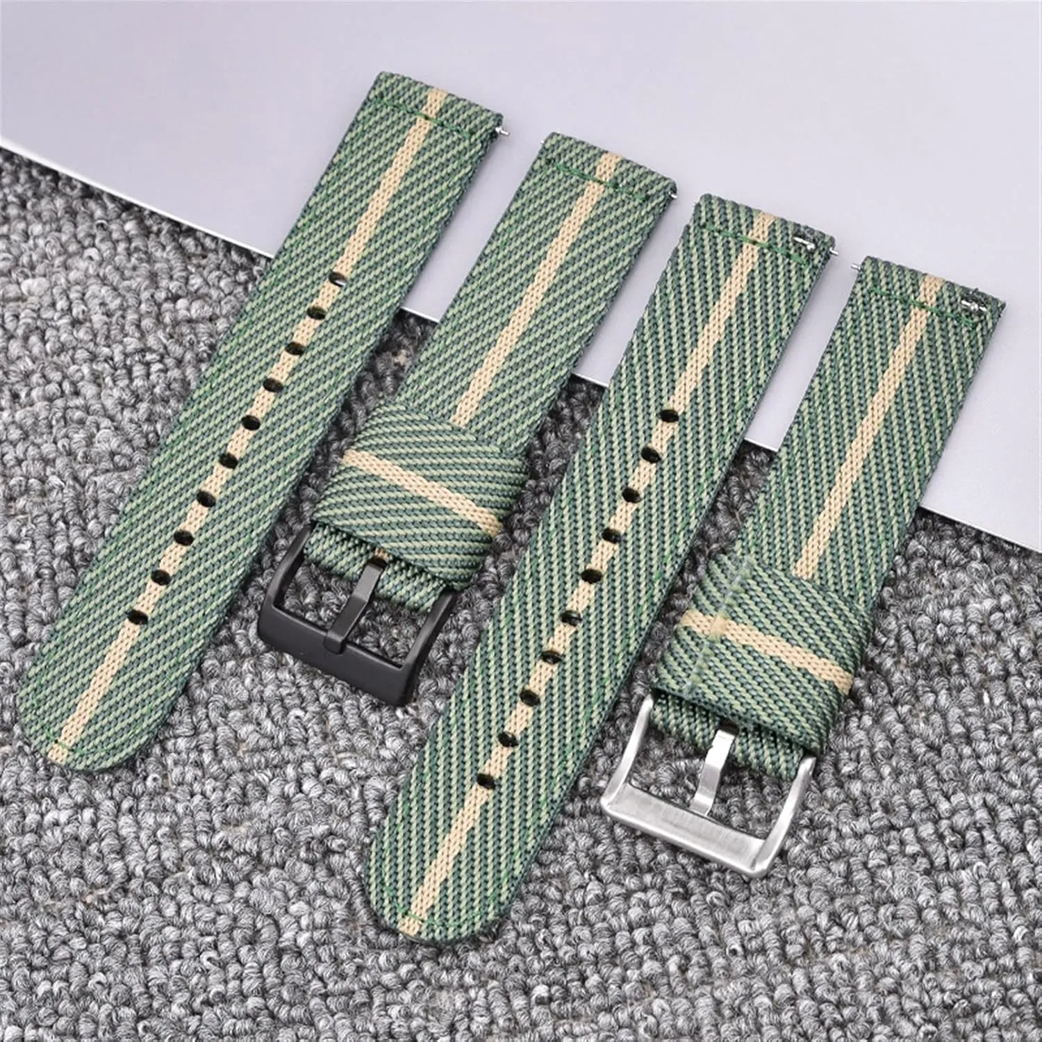mature tunnel feed mark acidic Watch Band 18Mm 20Mm 22Mm 24Mm Quick Release Watch Straps Watchbands Sports Strap /22Mm/Green White-B Nylon Watch Strap Nylon 