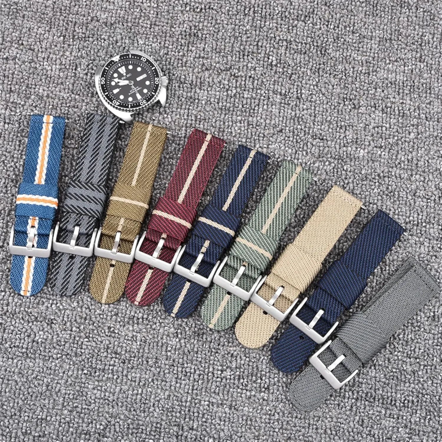 mature tunnel feed mark acidic Watch Band 18Mm 20Mm 22Mm 24Mm Quick Release Watch Straps Watchbands Sports Strap /22Mm/Green White-B Nylon Watch Strap Nylon 