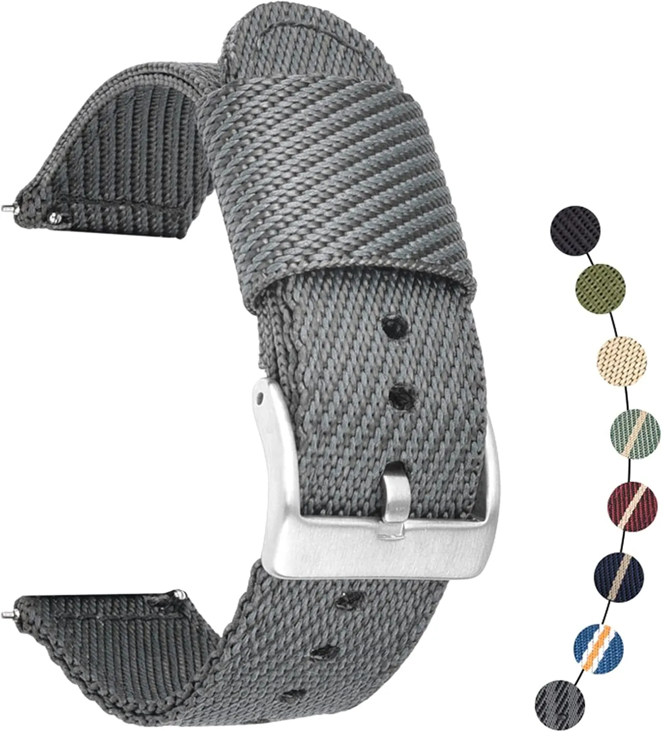 mature tunnel feed mark acidic Watch Band 18Mm 20Mm 22Mm 24Mm Quick Release Watch Straps Watchbands Sports Strap /22Mm/Green White-B Nylon Watch Strap Nylon 