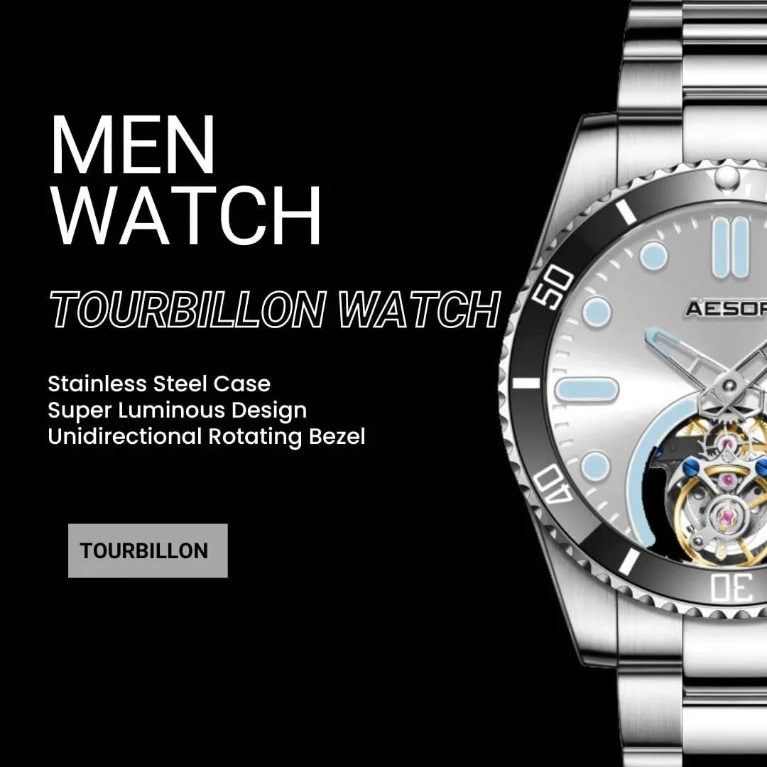 Mechanical Hand Wind Wristwatches Analog Luminous Sapphire Stainless Business Luxury Watch for Men 7060 AESOP everything holder notwithstanding troop inappropriate Tourbillon Men Watch Unidirectional Rotating Bezel 