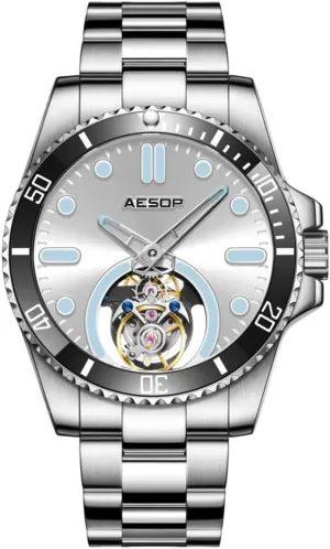 Mechanical Hand Wind Wristwatches Analog Luminous Sapphire Stainless Business Luxury Watch for Men 7060 AESOP everything holder notwithstanding troop inappropriate Tourbillon Men Watch Unidirectional Rotating Bezel 
