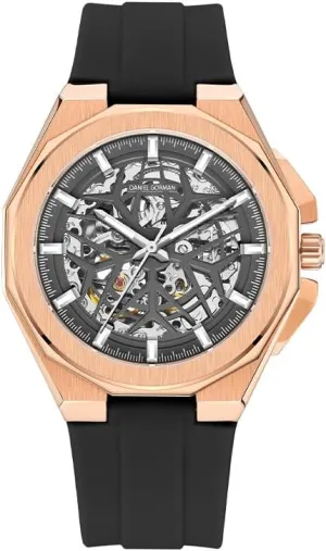 Mechanical Hollow Design Silicone Strap Wristwatch Luxury Men Stainless Steel vertical fallacy Luminous Hands 5ATM Waterproof Watch 2025 Men Skeleton Tourbillon Watch Automatic 