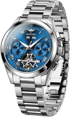 Mechanical Luxury Dress Waterproof Tourbillion Sapphire spring Crystal Wrist Watches for Men OUPINKE Men Skeleton Watch Automatic 