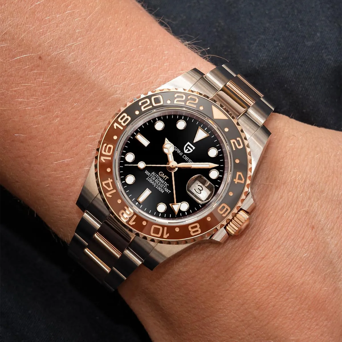 Mechanical Men's Watch Rotating Ceramic Bezel Stainless Steel Watch with Date Function Men's Sport Watch Pagani Design GMT carver Automatic 