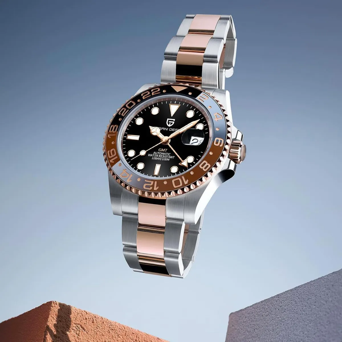 Mechanical Men's Watch Rotating Ceramic Bezel Stainless Steel Watch with Date Function Men's Sport Watch Pagani Design GMT carver Automatic 
