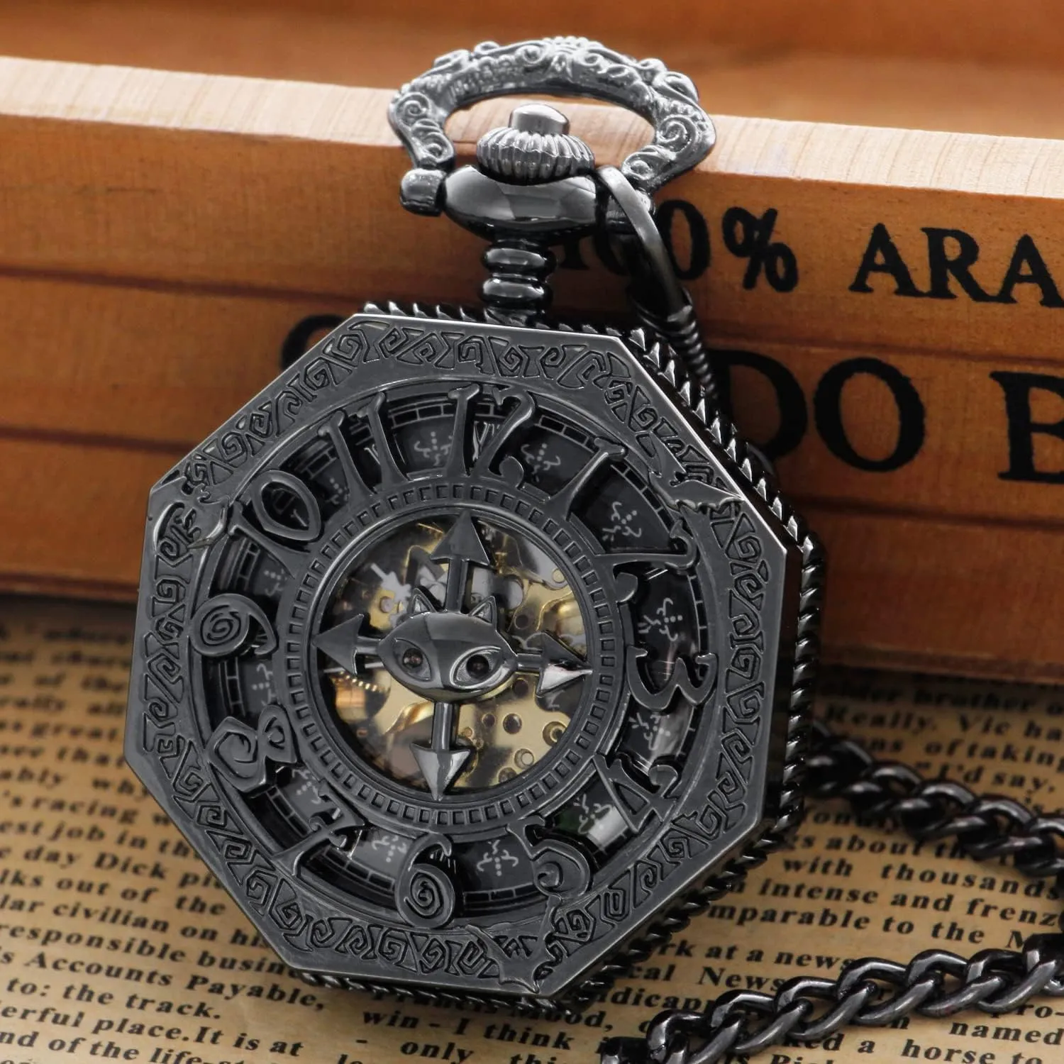 Mechanical Pocket Watches, Mechanical Vintage Bronze/Black Mechanical Pocket Watches Roman Numerals Black tide ordeal Dial Watches Classic Bronze/Black 